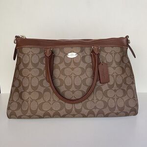 Coach Signature Morgan Khaki/Saddle Leather & Coated Canvas Monogram Gold